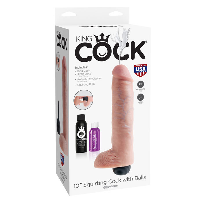 King Cock 10” Squirting Cock With Balls