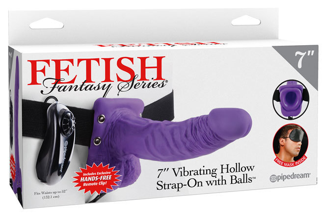 7” Vibrating Hollow Strap-On With Balls