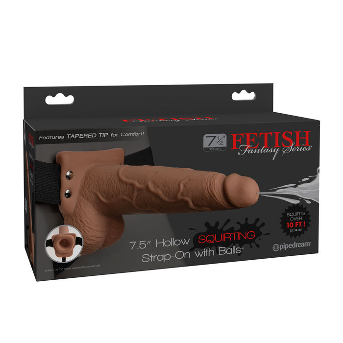 7.5” Hollow Squirting Strap-on With Balls Brow
