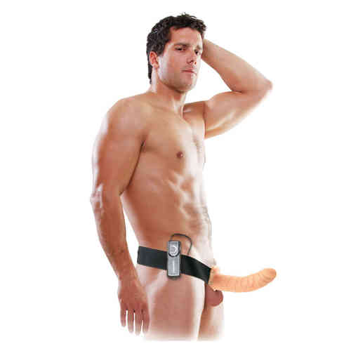 8” Vibrating Hollow Strap-On
