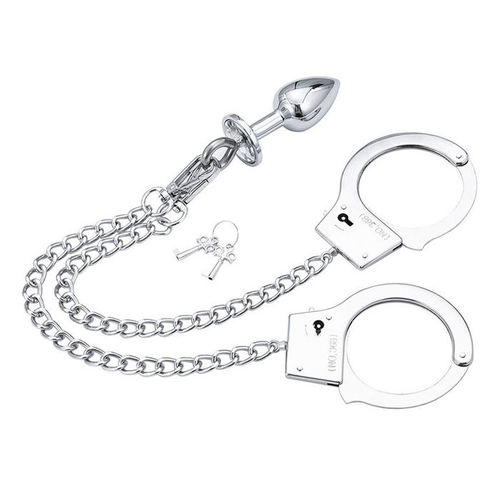 Hand Cuffs With Chain And Anal Plug